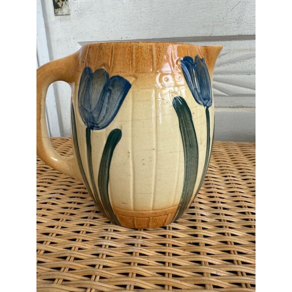 Antique 1910s Roseville Pottery Tulip Milk Pitcher Farmhouse Primitive - Picture 10 of 11